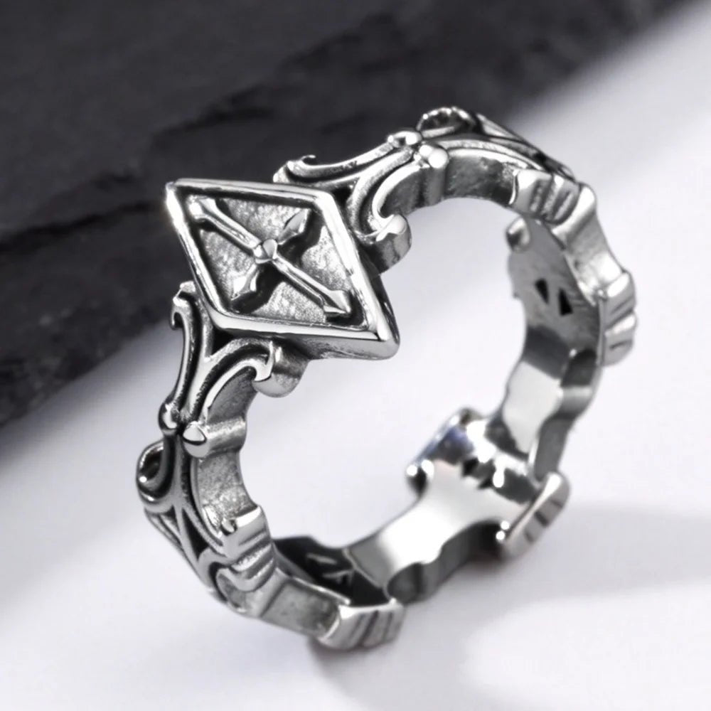 Gothic Cathedral Cross Ring – Stainless Steel Gothic Punk Biker Alternative Jewelry by Chrome Cult