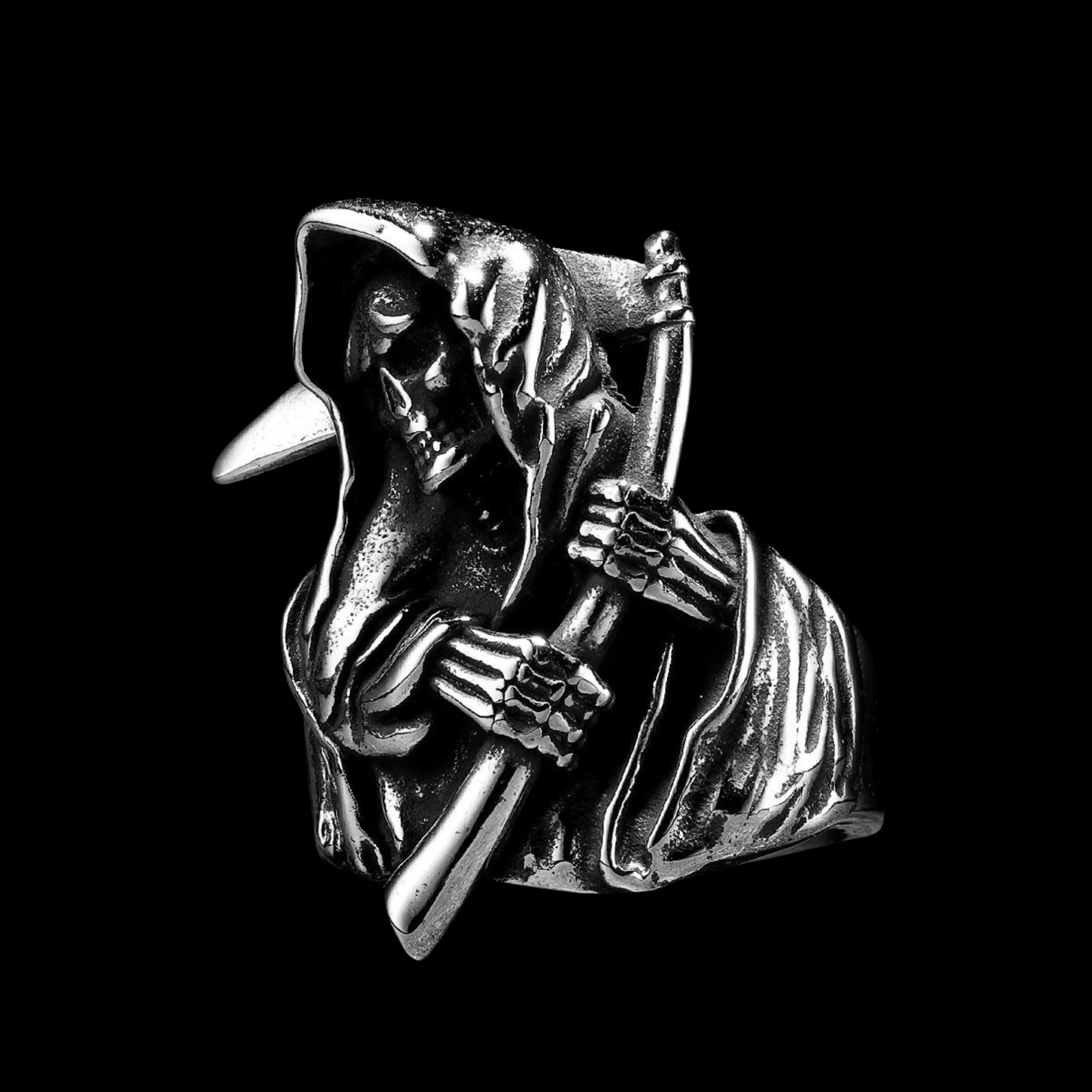Grim Reaper of Souls Ring – 316L Stainless Steel Gothic Jewelry by Chrome Cult