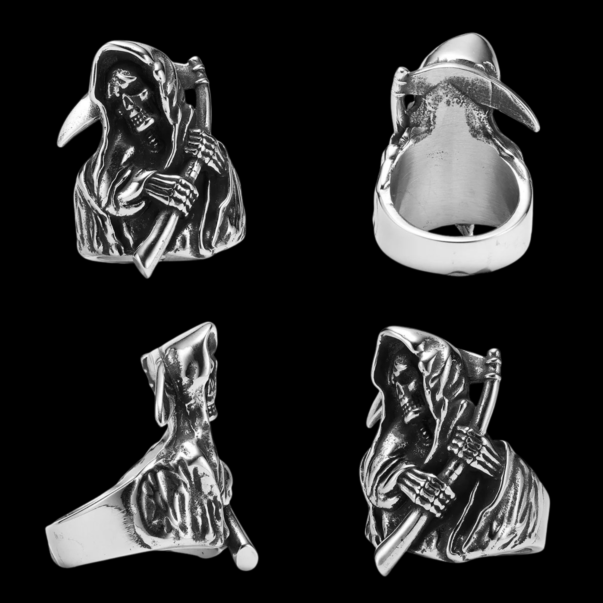 Grim Reaper of Souls Ring – 316L Stainless Steel Gothic Jewelry by Chrome Cult