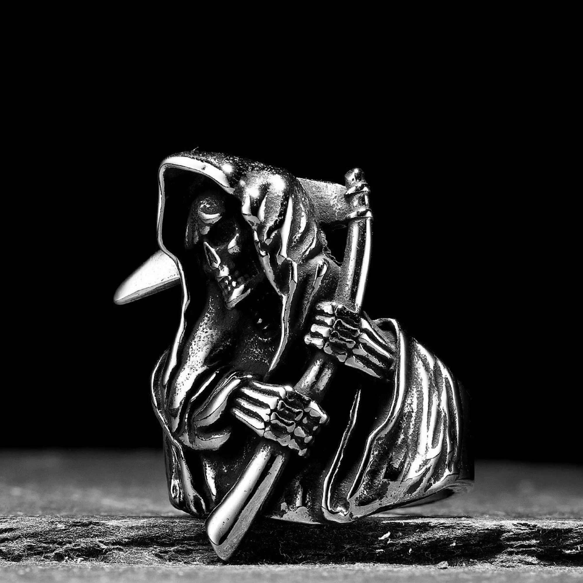 Grim Reaper of Souls Ring – 316L Stainless Steel Gothic Jewelry by Chrome Cult