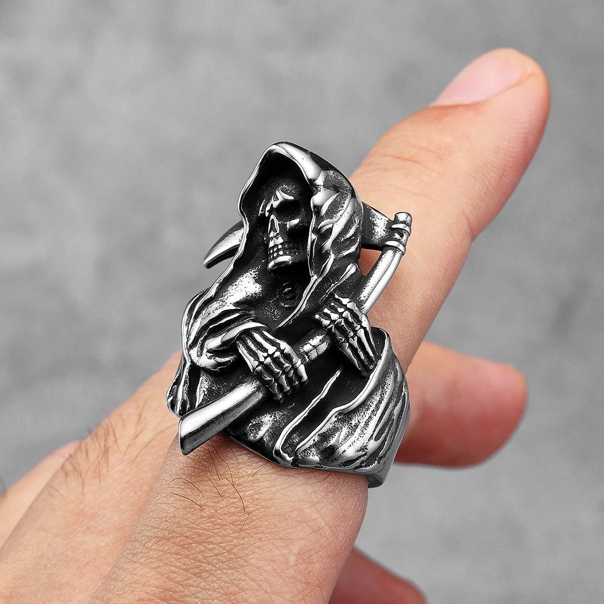 Grim Reaper of Souls Ring – 316L Stainless Steel Gothic Jewelry by Chrome Cult