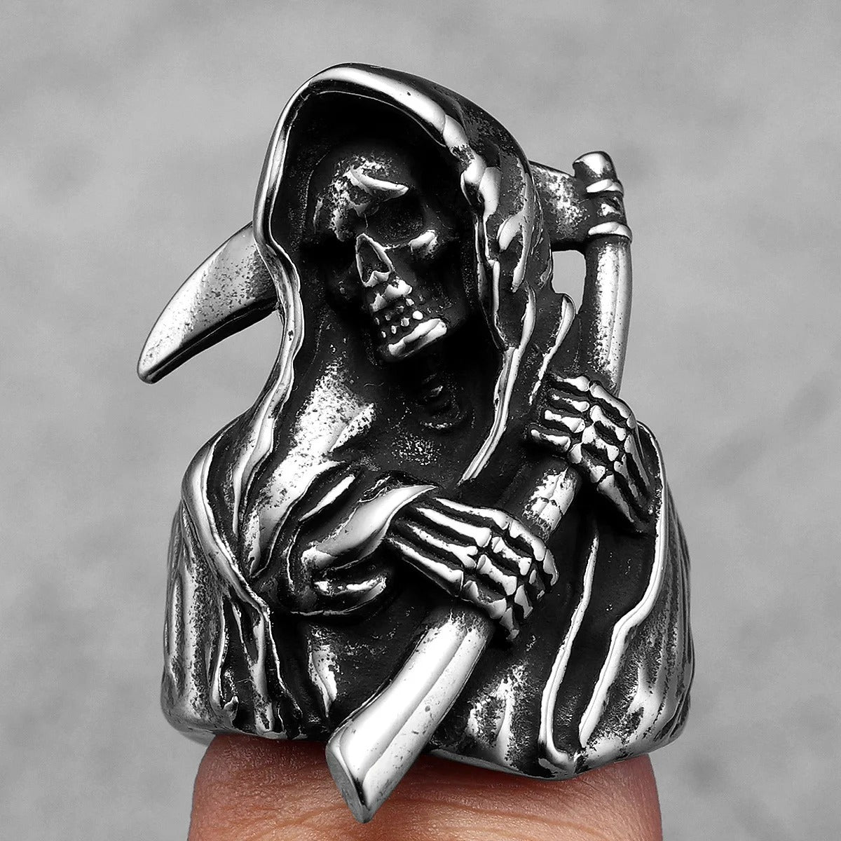 Grim Reaper of Souls Ring – 316L Stainless Steel Gothic Jewelry by Chrome Cult