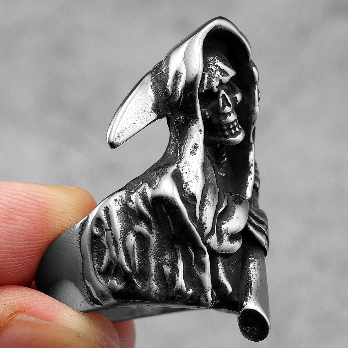Grim Reaper of Souls Ring – 316L Stainless Steel Gothic Jewelry by Chrome Cult