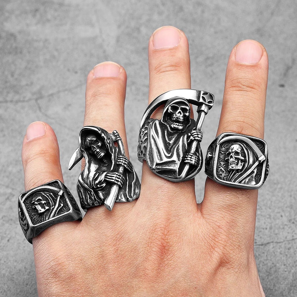 Grim Reaper of Souls Ring – 316L Stainless Steel Gothic Jewelry by Chrome Cult