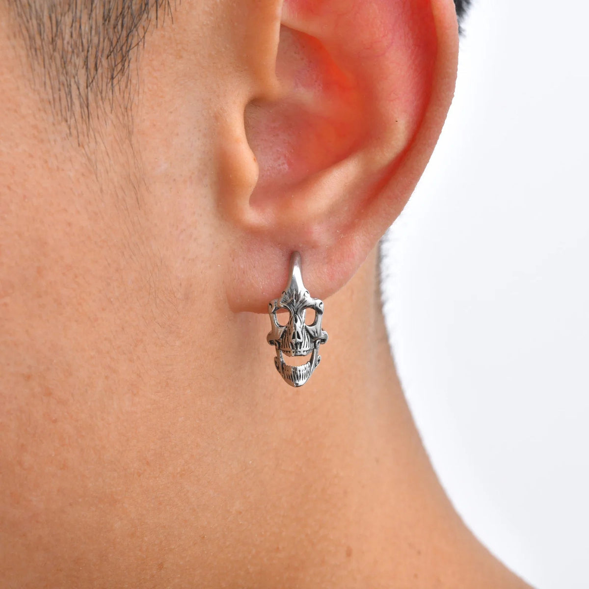 Hellborn Skull Earrings – Stainless Steel Gothic Punk Biker Alternative Jewelry by Chrome Cult