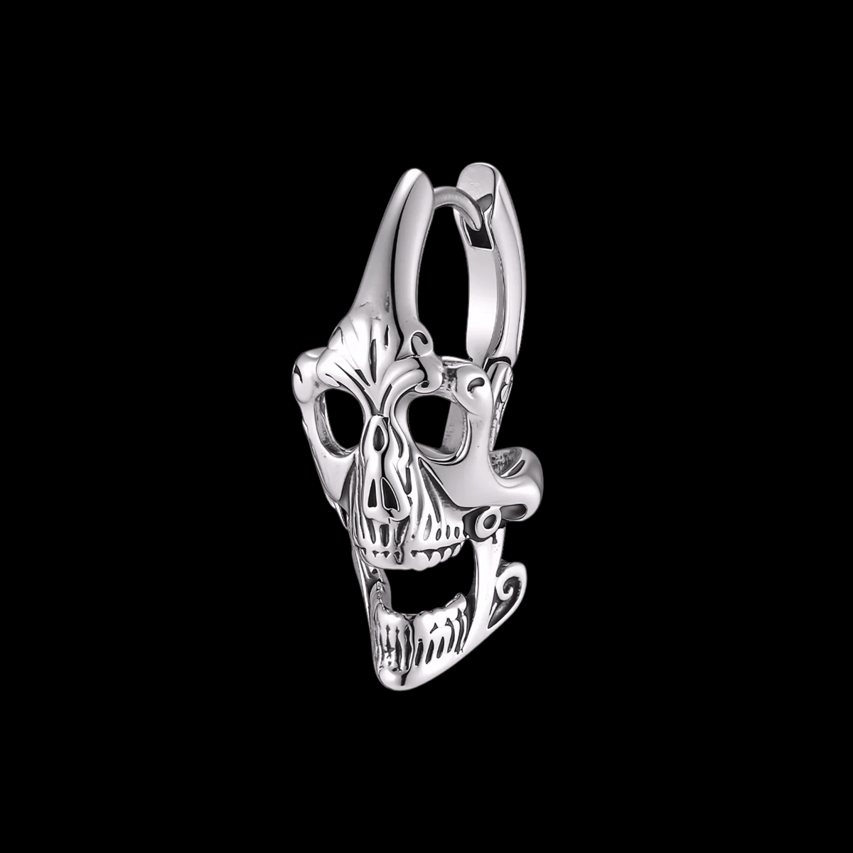 Hellborn Skull Earrings – Stainless Steel Gothic Punk Biker Alternative Jewelry by Chrome Cult