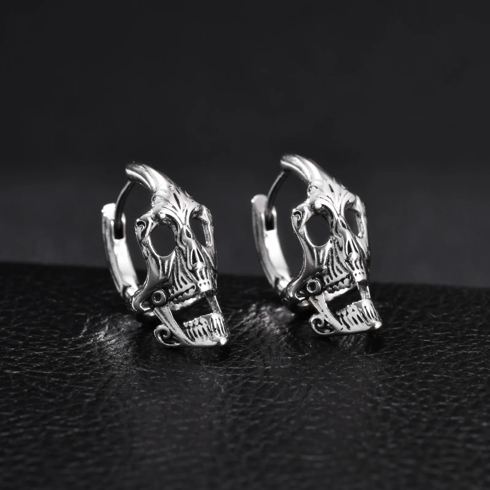 Hellborn Skull Earrings – 316L Stainless Steel Gothic Jewelry by Chrome Cult