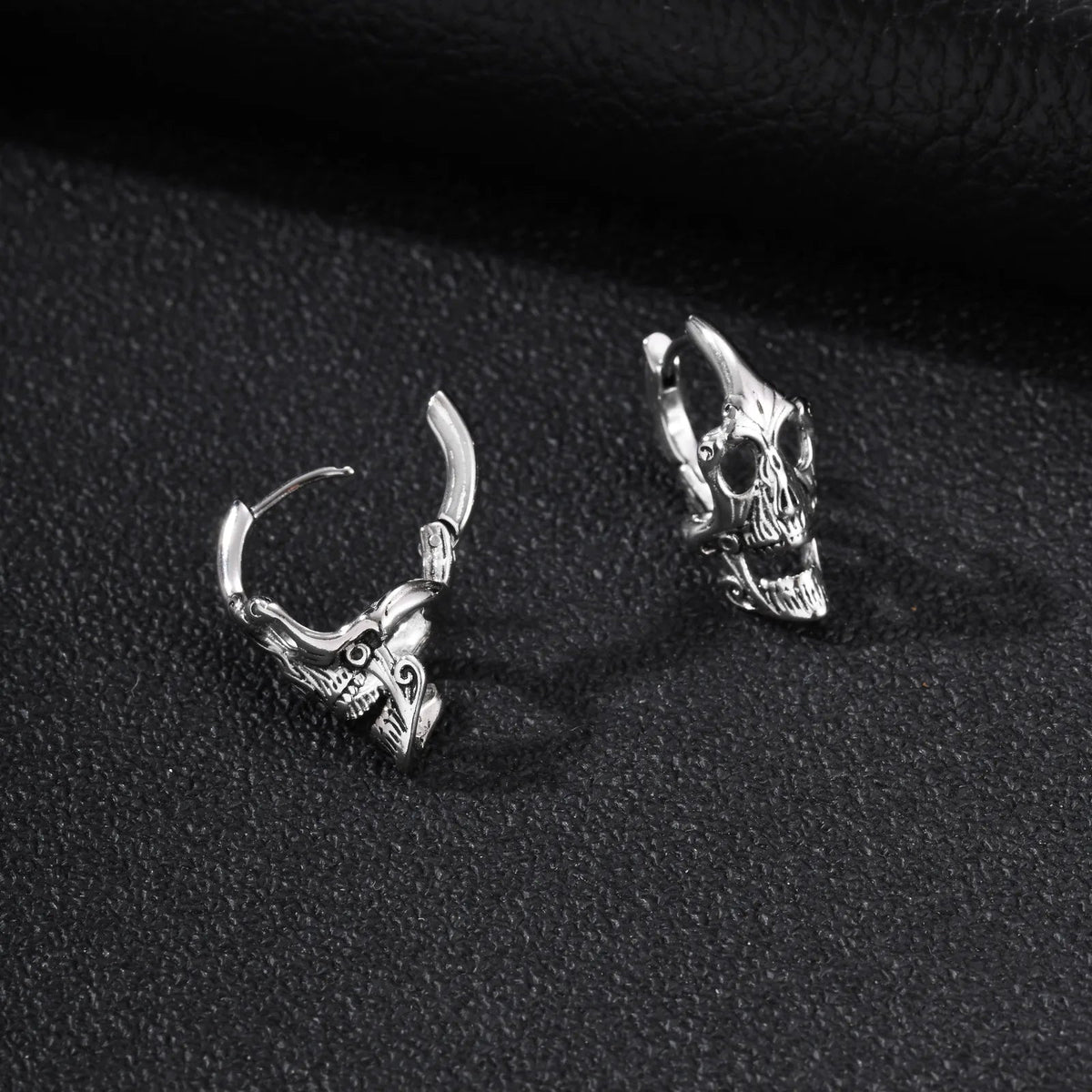 Hellborn Skull Earrings – Stainless Steel Gothic Punk Biker Alternative Jewelry by Chrome Cult
