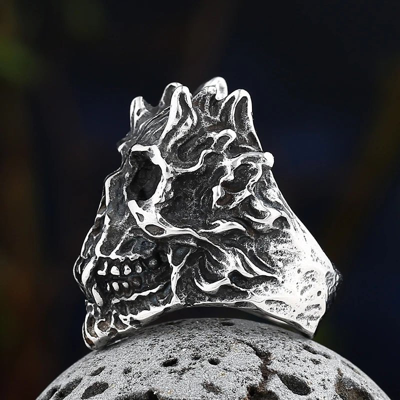 Hellfire Skull Ring – 316L Stainless Steel Gothic Jewelry by Chrome Cult