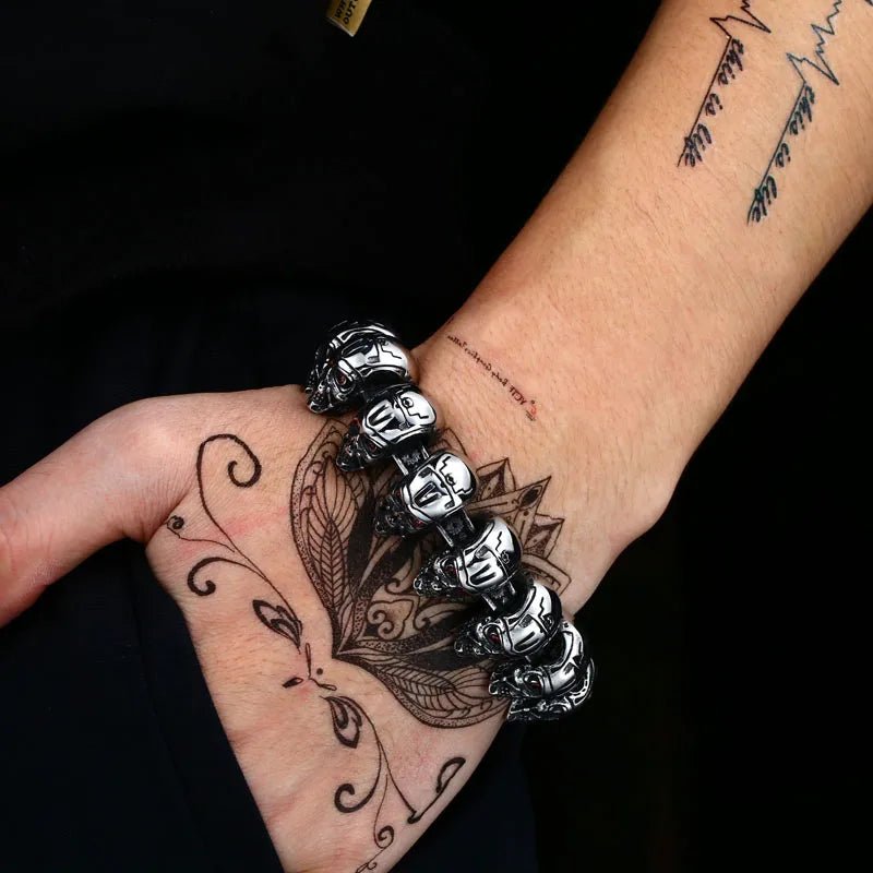 Judgment Day Skull Bracelet – 316L Stainless Steel Gothic Jewelry by Chrome Cult