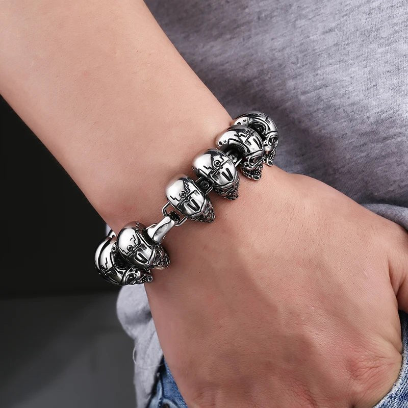 Judgment Day Skull Bracelet – 316L Stainless Steel Gothic Jewelry by Chrome Cult