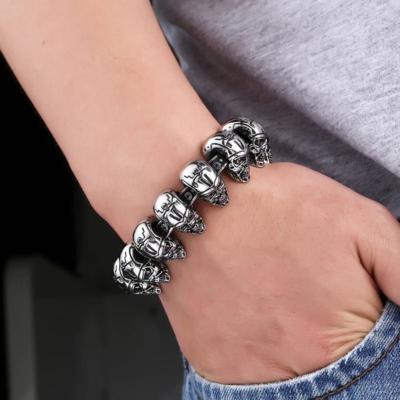 Judgment Day Skull Bracelet – 316L Stainless Steel Gothic Jewelry by Chrome Cult