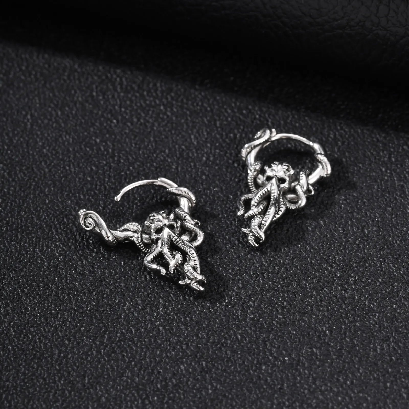 Kraken Skull Hoop Earrings – 316L Stainless Steel Gothic Jewelry by Chrome Cult