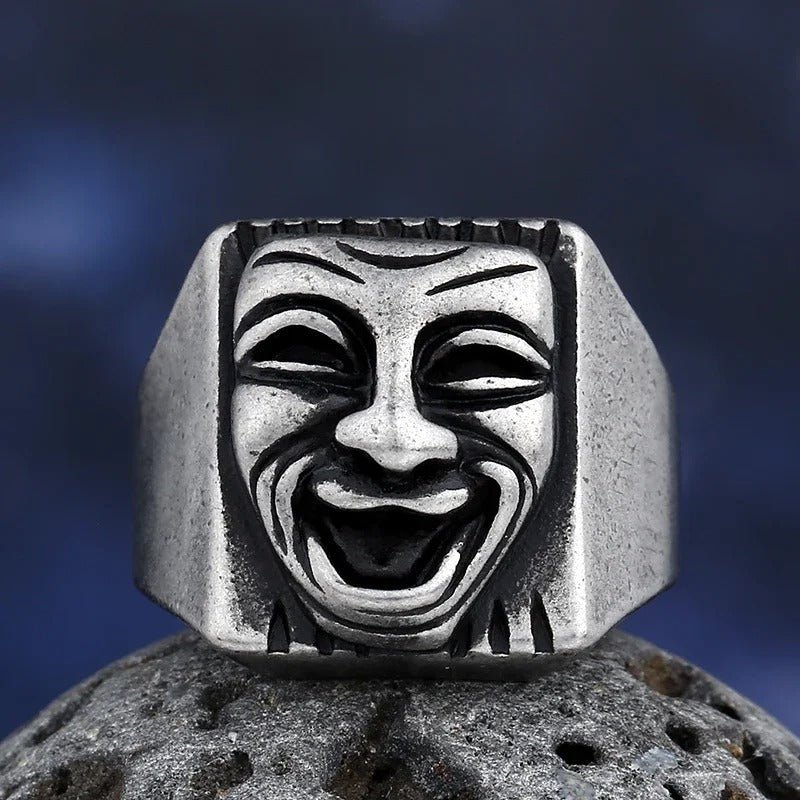 Laugh Now Cry Later Ring – 316L Stainless Steel Gothic Jewelry by Chrome Cult