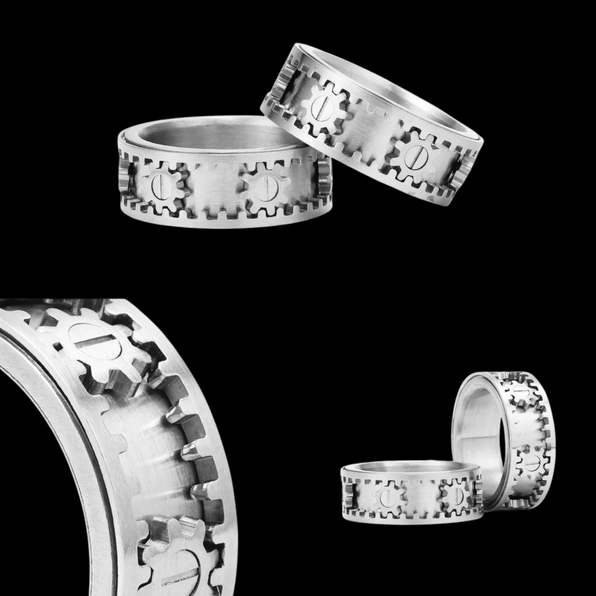 Machina Gear Ring – 316L Stainless Steel Gothic Jewelry by Chrome Cult