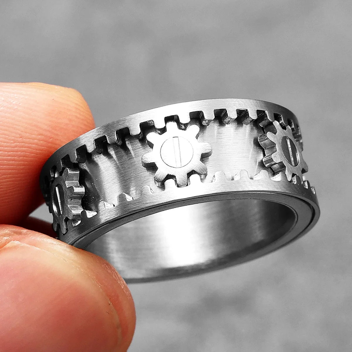 Machina Gear Ring – 316L Stainless Steel Gothic Jewelry by Chrome Cult