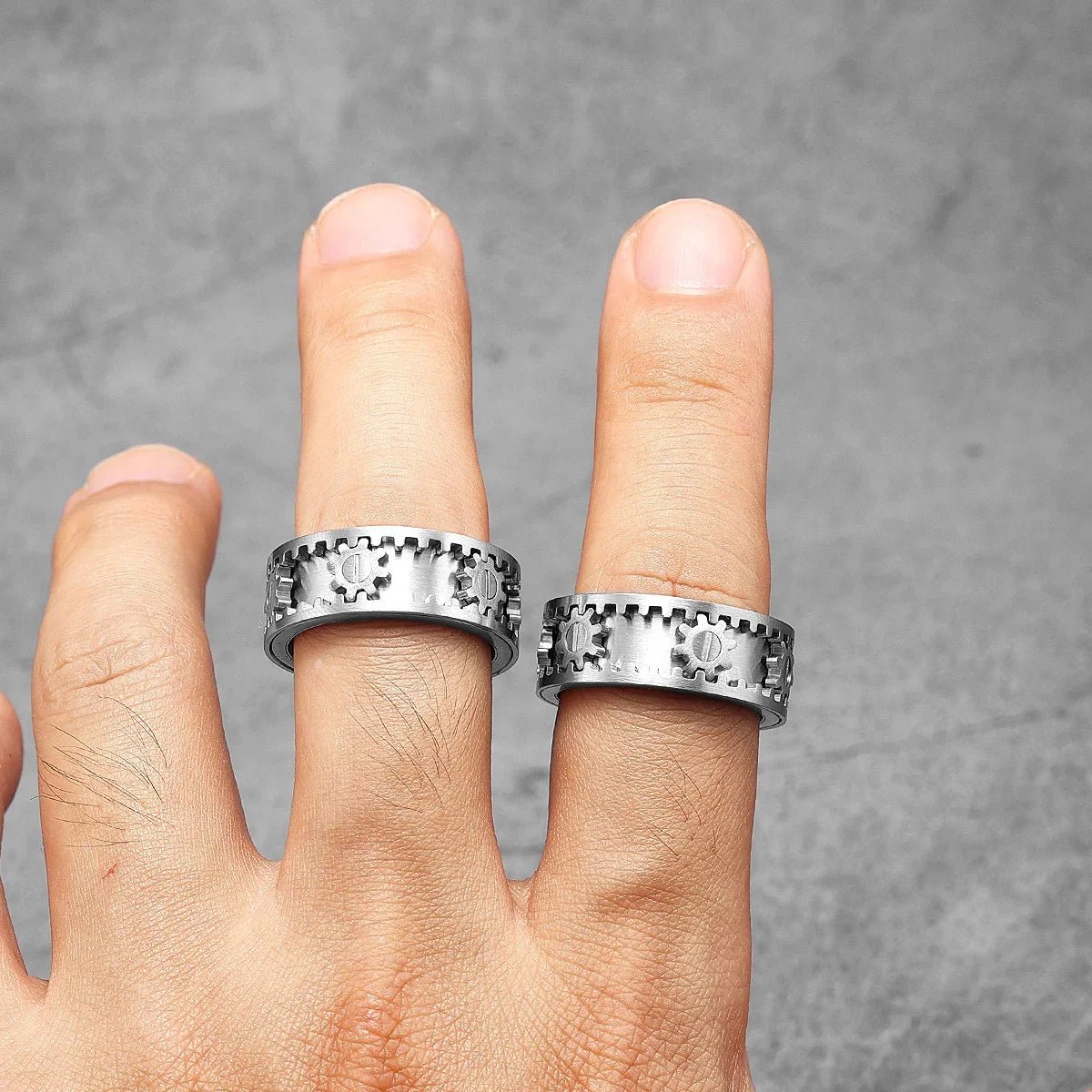 Machina Gear Ring – 316L Stainless Steel Gothic Jewelry by Chrome Cult
