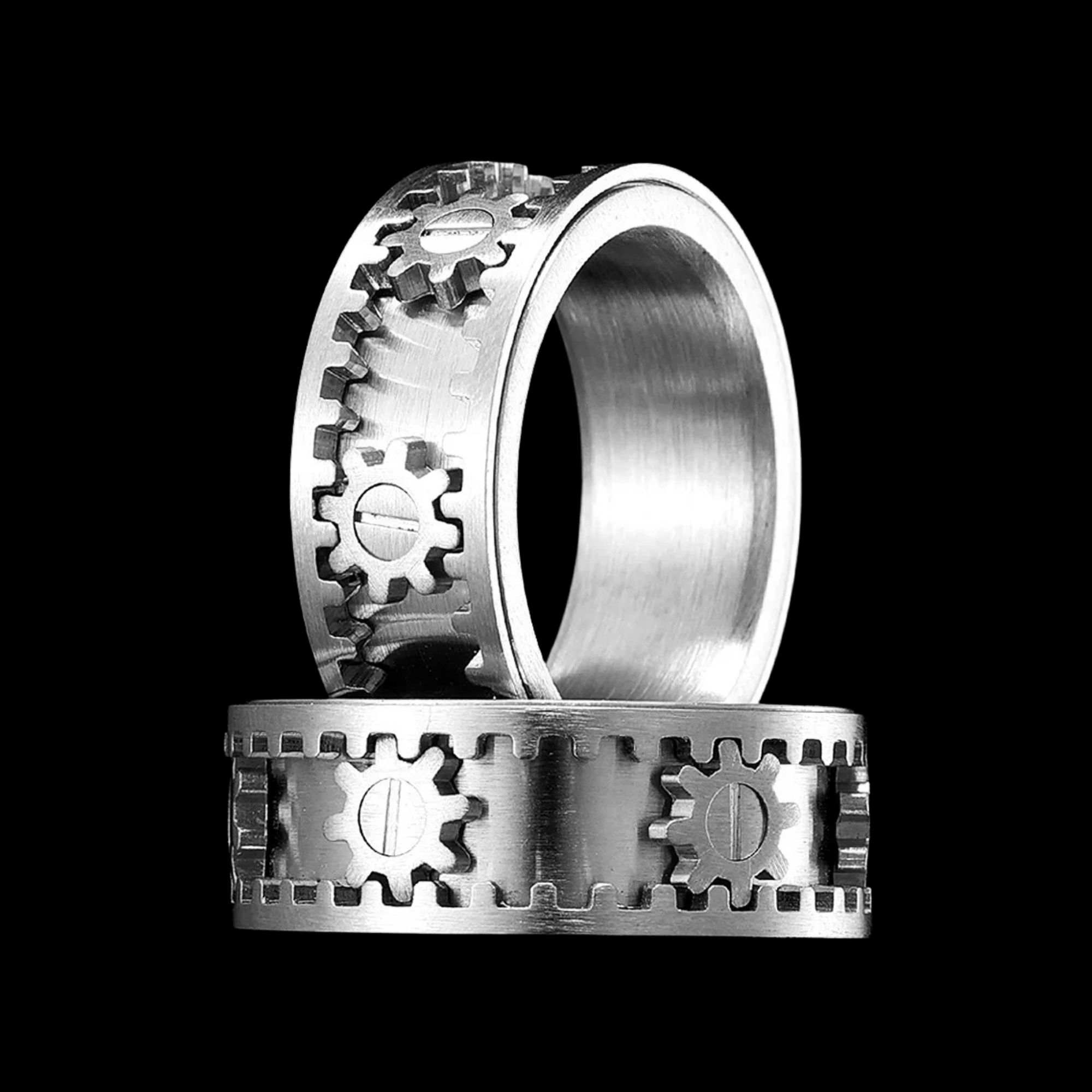 Machina Gear Ring – 316L Stainless Steel Gothic Jewelry by Chrome Cult