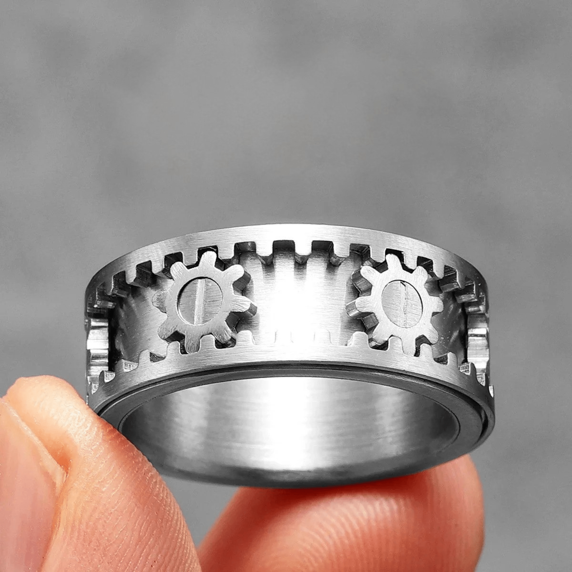 Machina Gear Ring – 316L Stainless Steel Gothic Jewelry by Chrome Cult