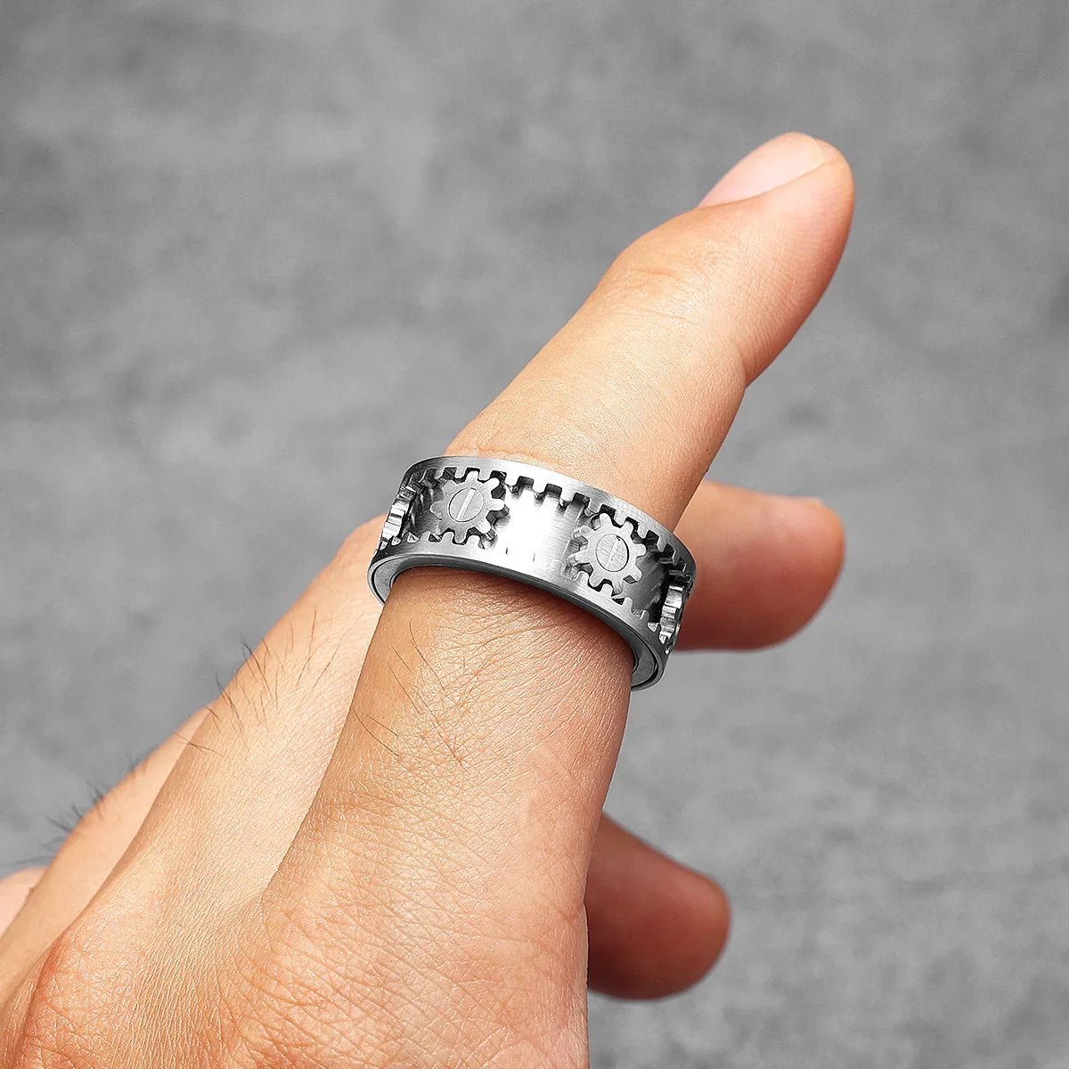 Machina Gear Ring – 316L Stainless Steel Gothic Jewelry by Chrome Cult