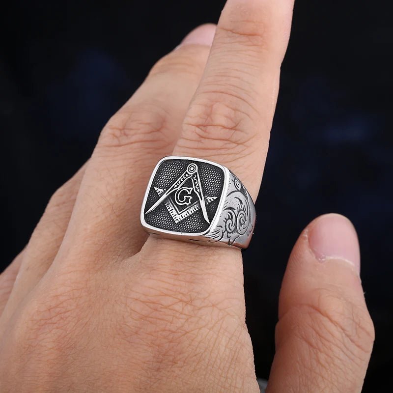Masonic Oath Signet Ring – 316L Stainless Steel Gothic Jewelry by Chrome Cult