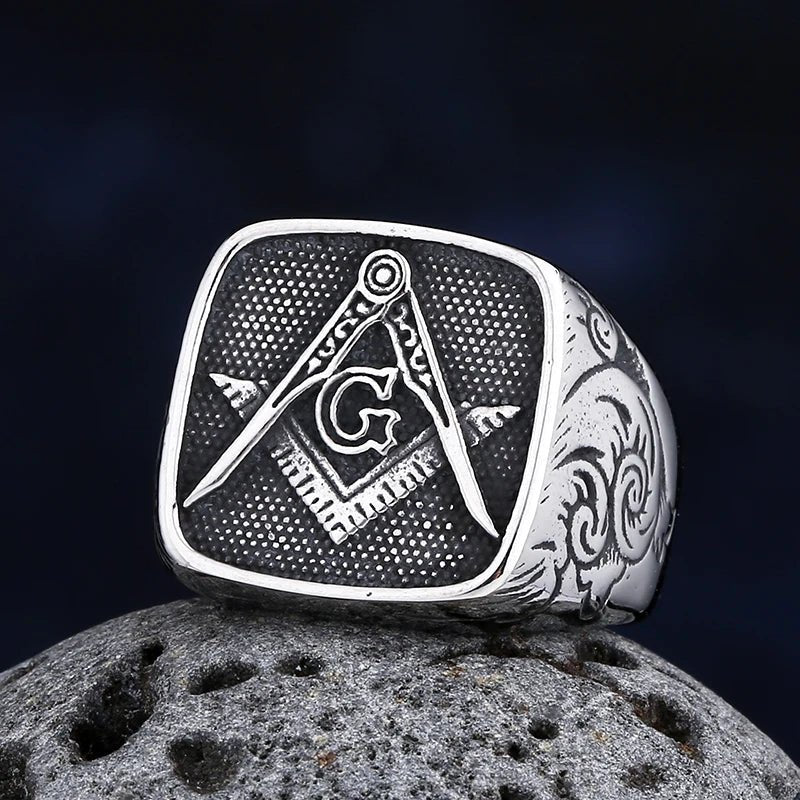 Masonic Oath Signet Ring – 316L Stainless Steel Gothic Jewelry by Chrome Cult