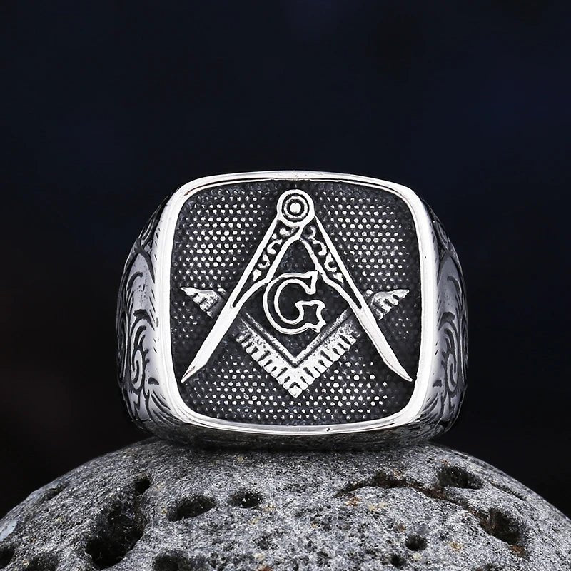 Masonic Oath Signet Ring – 316L Stainless Steel Gothic Jewelry by Chrome Cult
