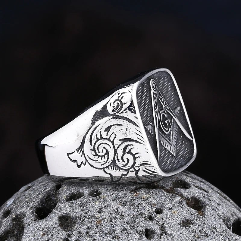 Masonic Oath Signet Ring – 316L Stainless Steel Gothic Jewelry by Chrome Cult