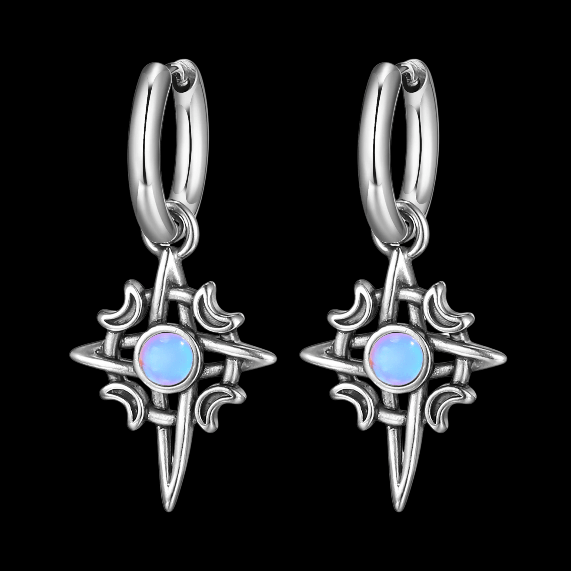 Moonlit Relic Drop Earrings – 316L Stainless Steel Gothic Jewelry by Chrome Cult