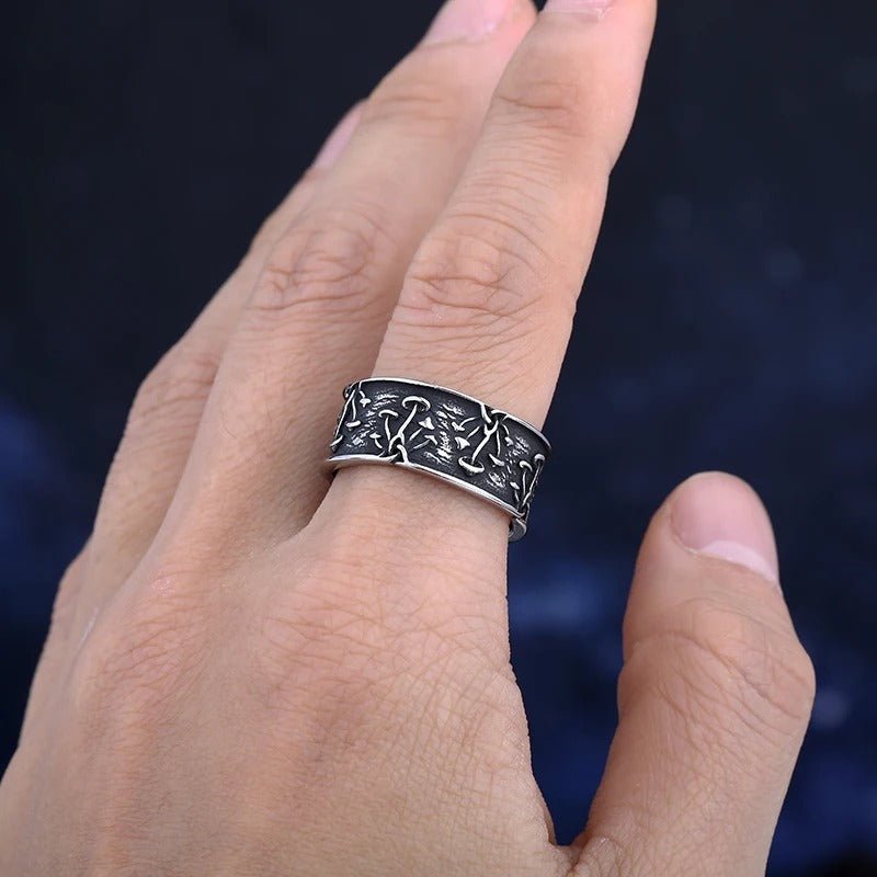 Mushroom Eternity Ring – 316L Stainless Steel Gothic Jewelry by Chrome Cult