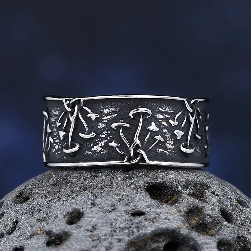 Mushroom Eternity Ring – 316L Stainless Steel Gothic Jewelry by Chrome Cult