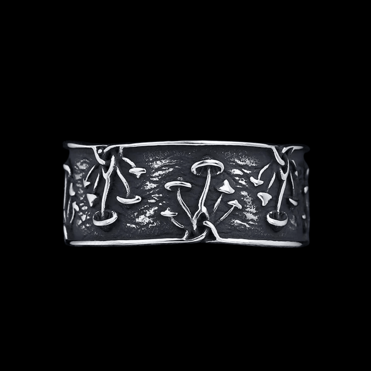 Mushroom Eternity Ring – Stainless Steel Gothic Punk Biker Alternative Jewelry by Chrome Cult