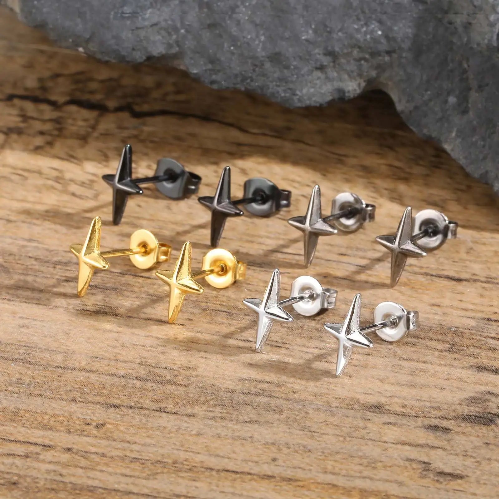 Nightstar Stud Earrings – 316L Stainless Steel Gothic Jewelry by Chrome Cult