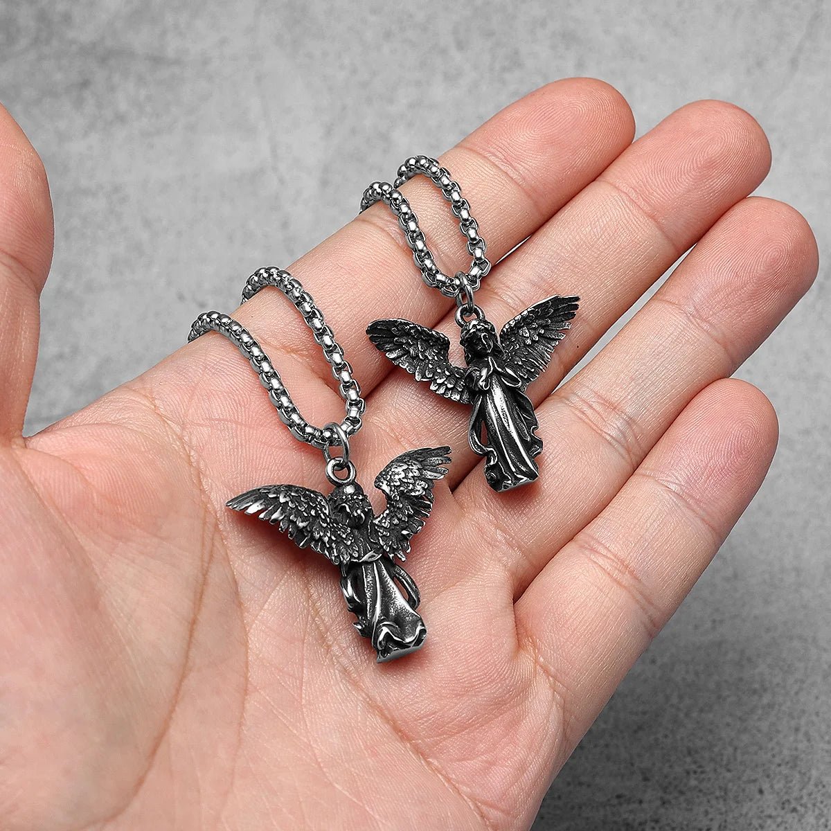 Praying Angel Pendant – 316L Stainless Steel Gothic Jewelry by Chrome Cult