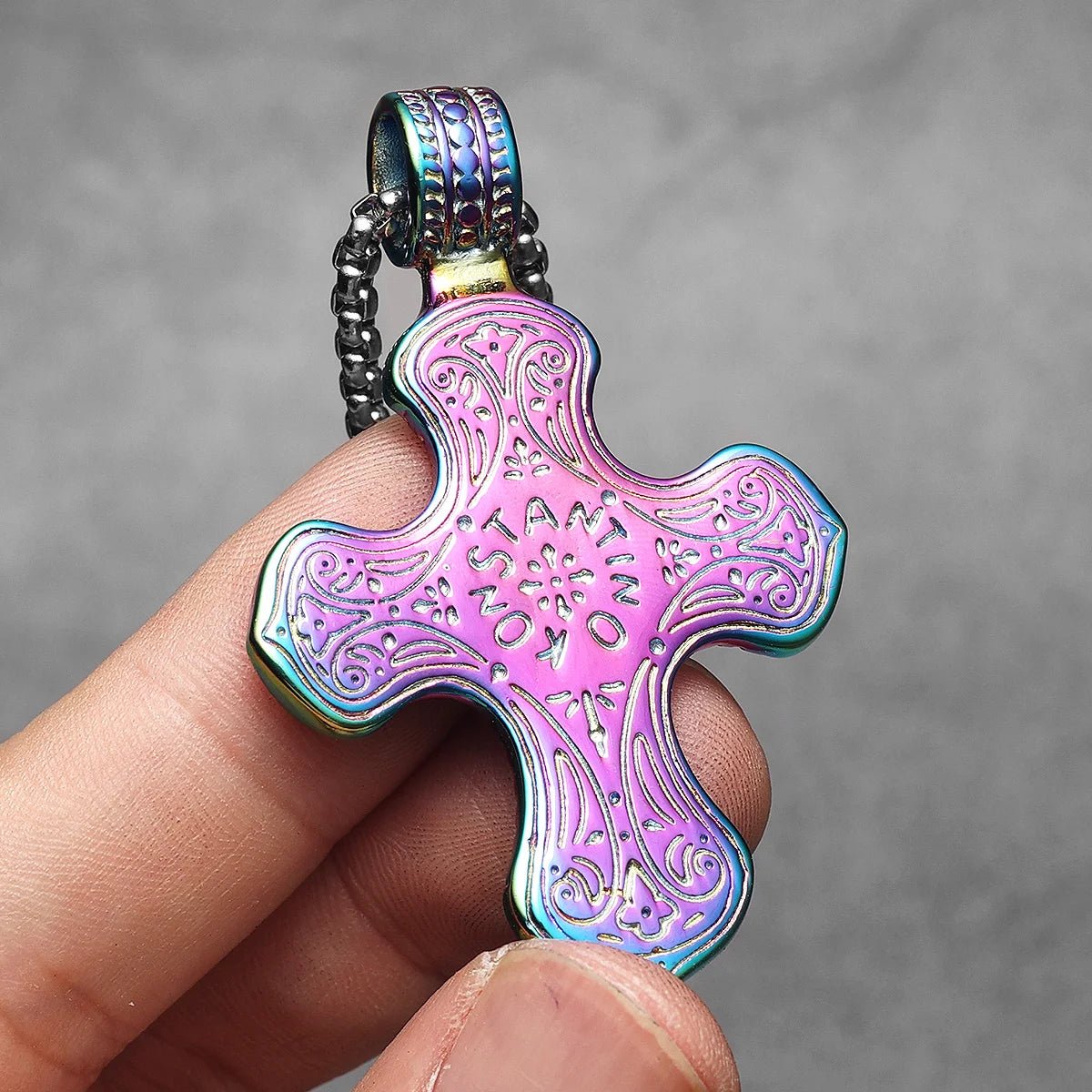 Prism Reliquary Cross Pendant – 316L Stainless Steel Gothic Jewelry by Chrome Cult