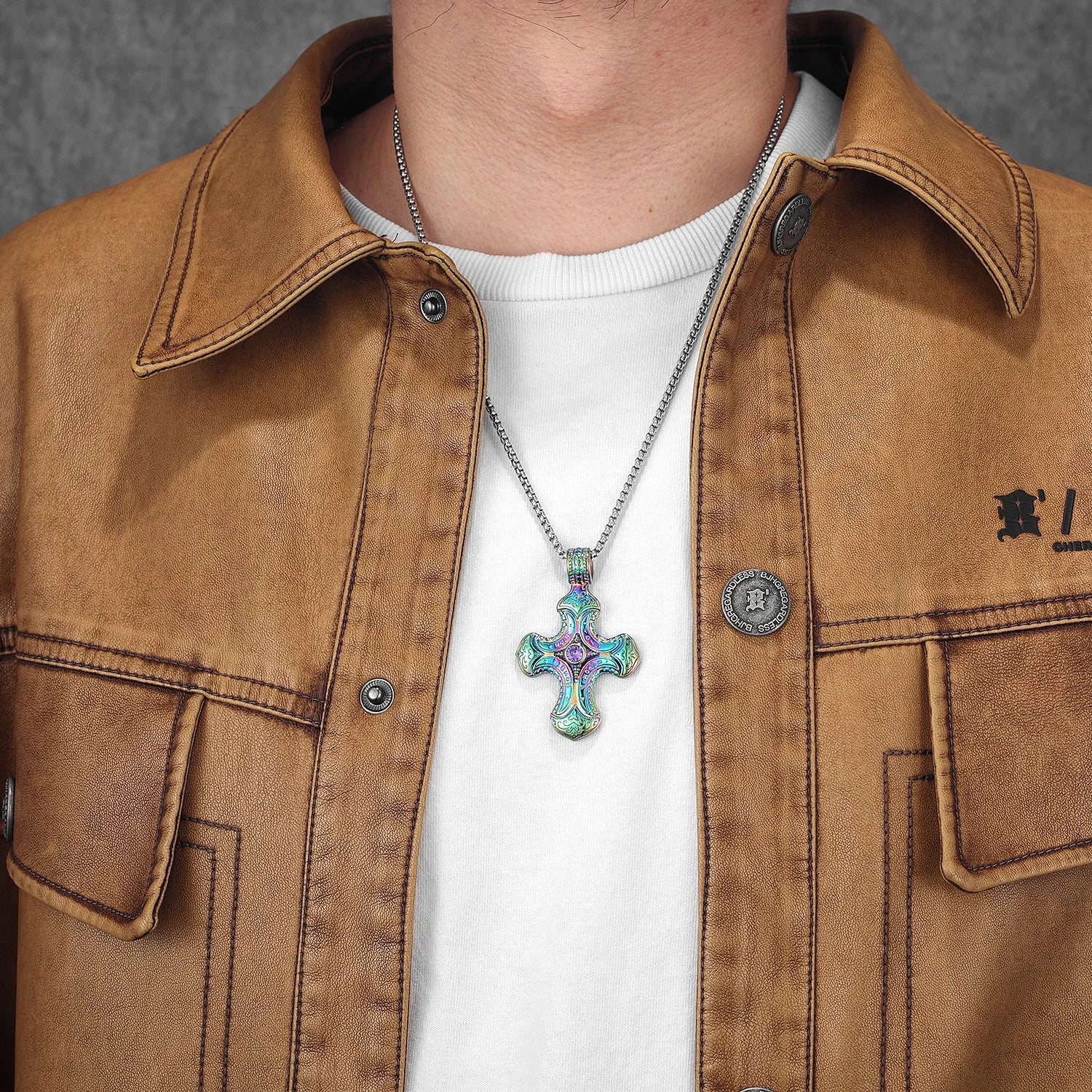 Prism Reliquary Cross Pendant – 316L Stainless Steel Gothic Jewelry by Chrome Cult