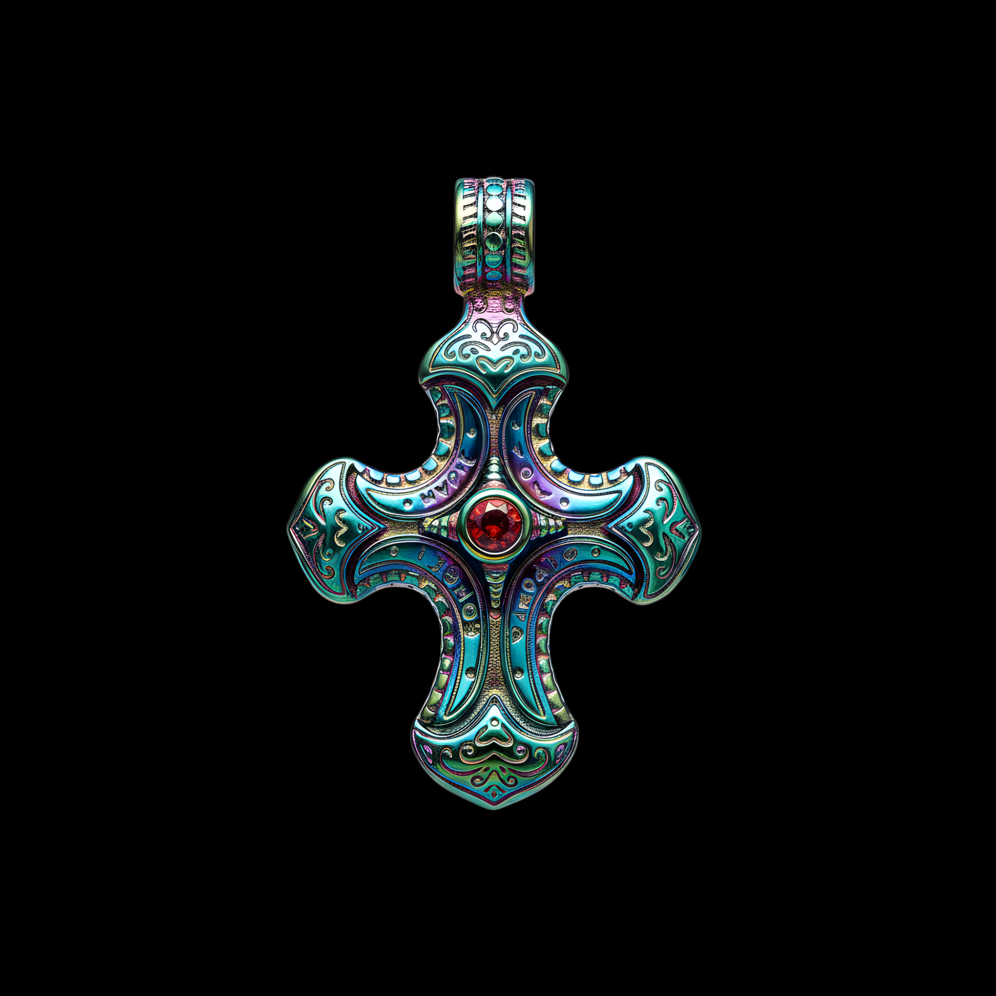 Prism Reliquary Cross Pendant – 316L Stainless Steel Gothic Jewelry by Chrome Cult