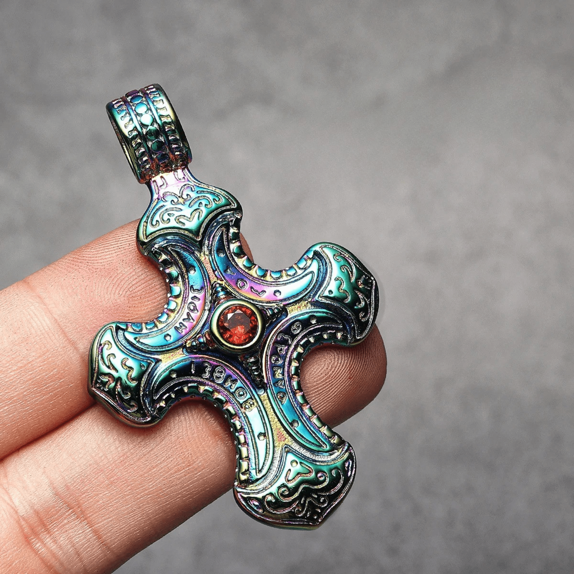 Prism Reliquary Cross Pendant – 316L Stainless Steel Gothic Jewelry by Chrome Cult