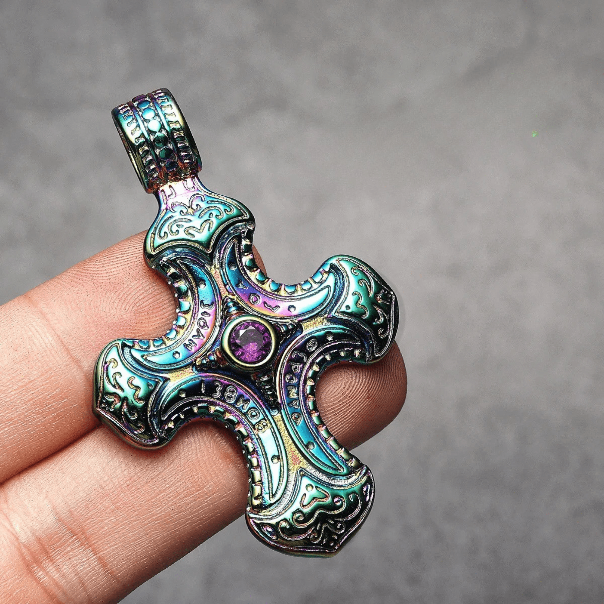 Prism Reliquary Cross Pendant – 316L Stainless Steel Gothic Jewelry by Chrome Cult