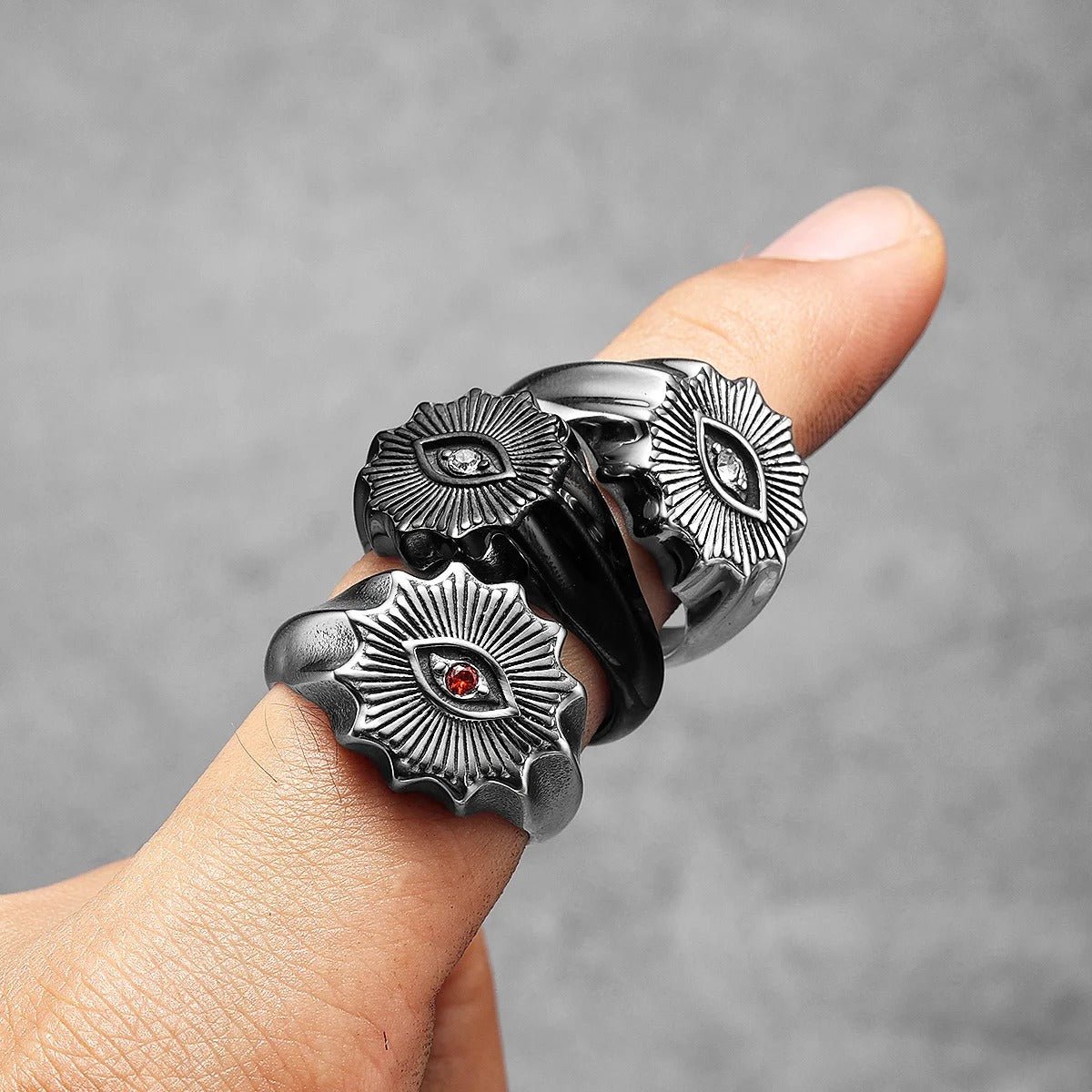 Prismatic Eye Ring – Stainless Steel Gothic Punk Biker Alternative Jewelry by Chrome Cult