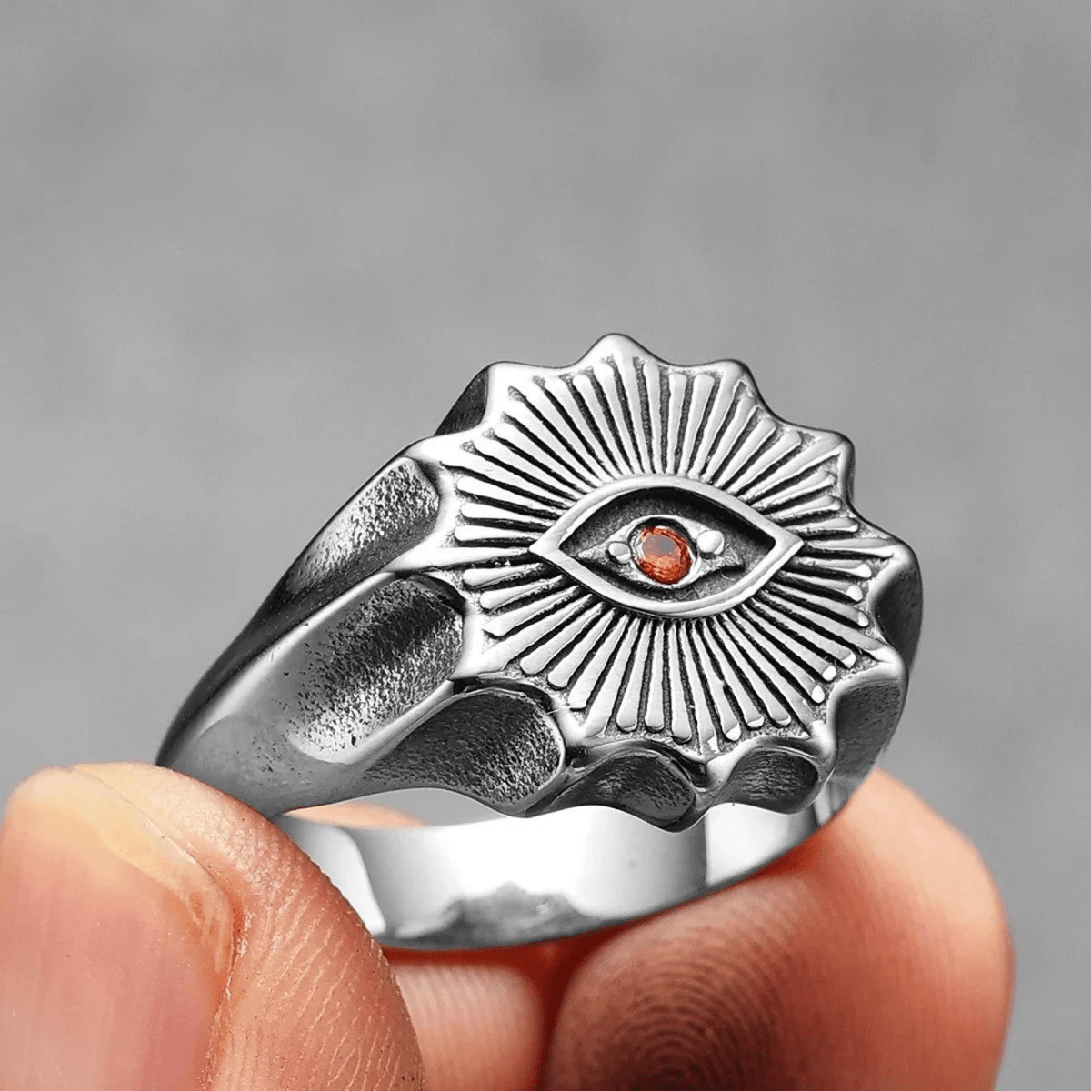 Prismatic Eye Ring – Stainless Steel Gothic Punk Biker Alternative Jewelry by Chrome Cult