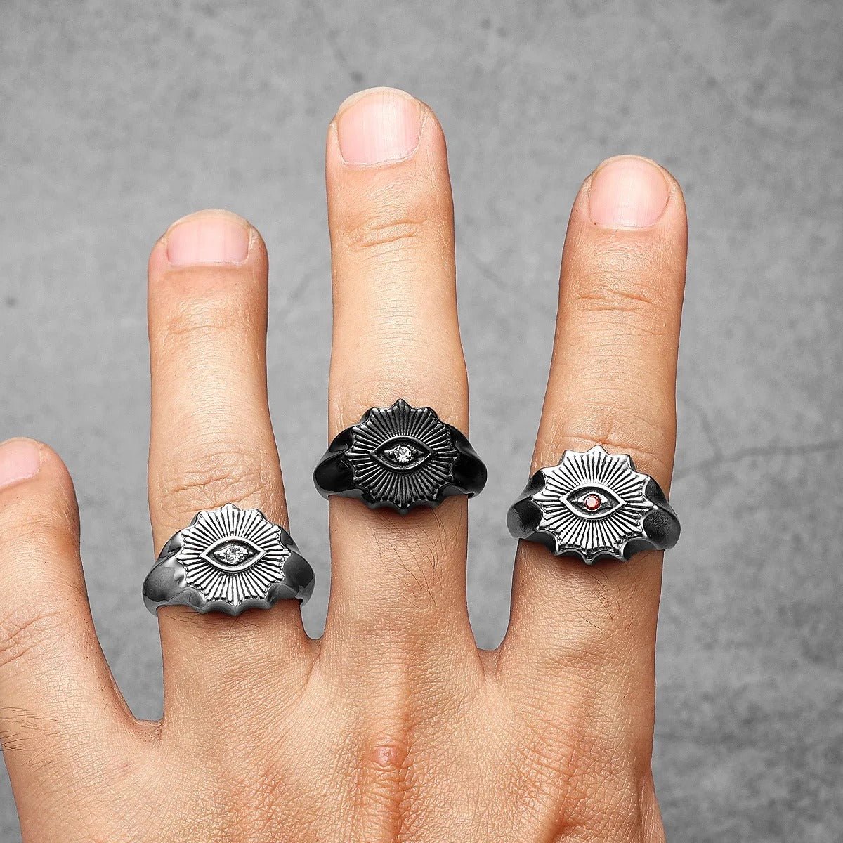 Prismatic Eye Ring – Stainless Steel Gothic Punk Biker Alternative Jewelry by Chrome Cult