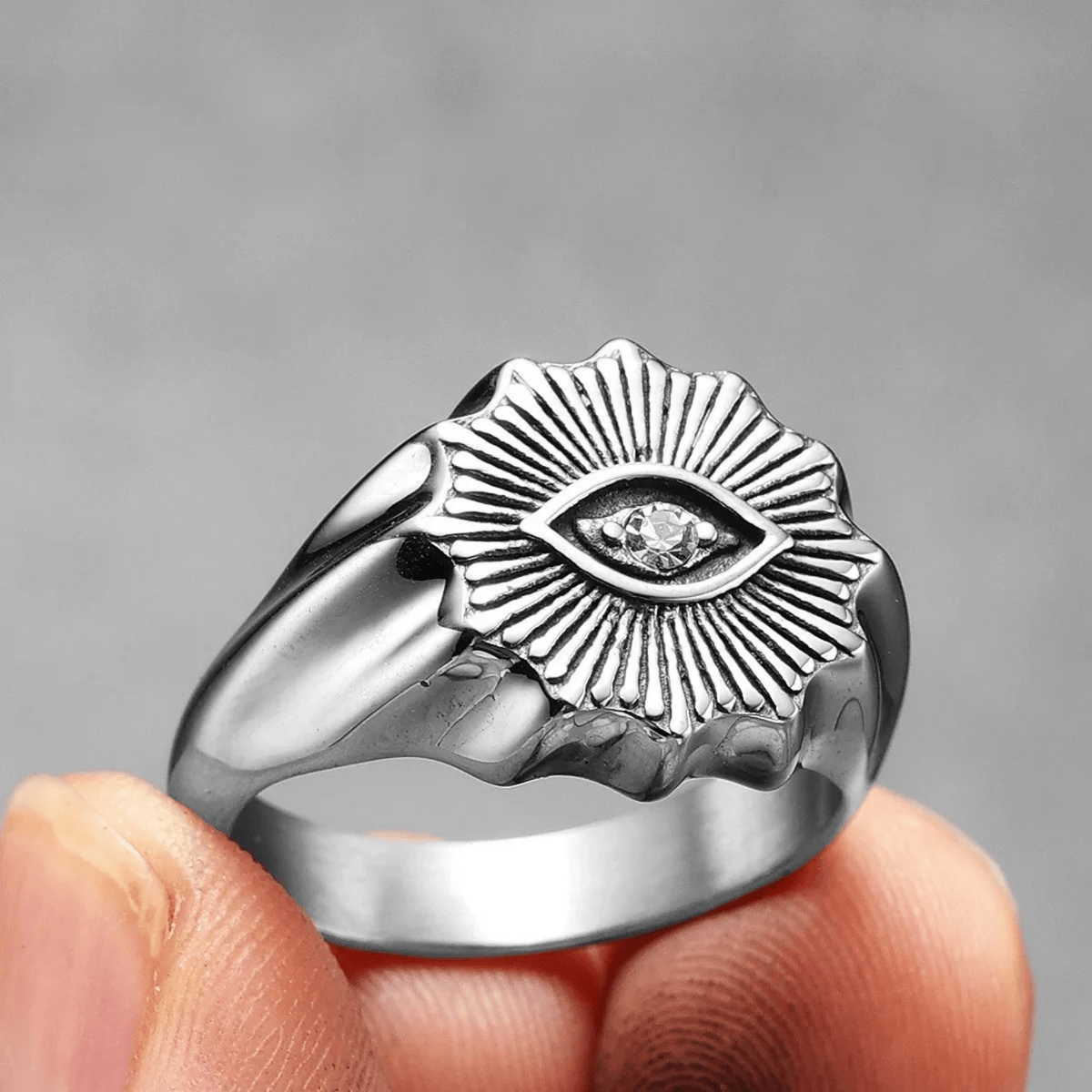 Prismatic Eye Ring – Stainless Steel Gothic Punk Biker Alternative Jewelry by Chrome Cult