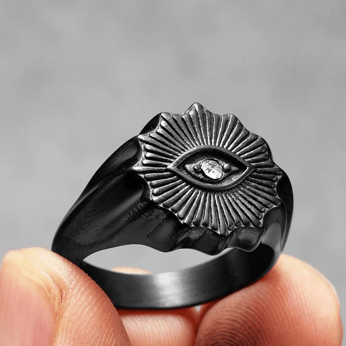 Prismatic Eye Ring – Stainless Steel Gothic Punk Biker Alternative Jewelry by Chrome Cult