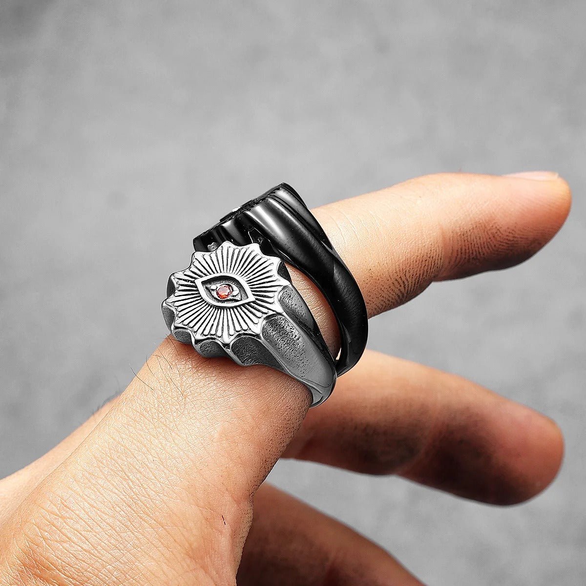 Prismatic Eye Ring – Stainless Steel Gothic Punk Biker Alternative Jewelry by Chrome Cult