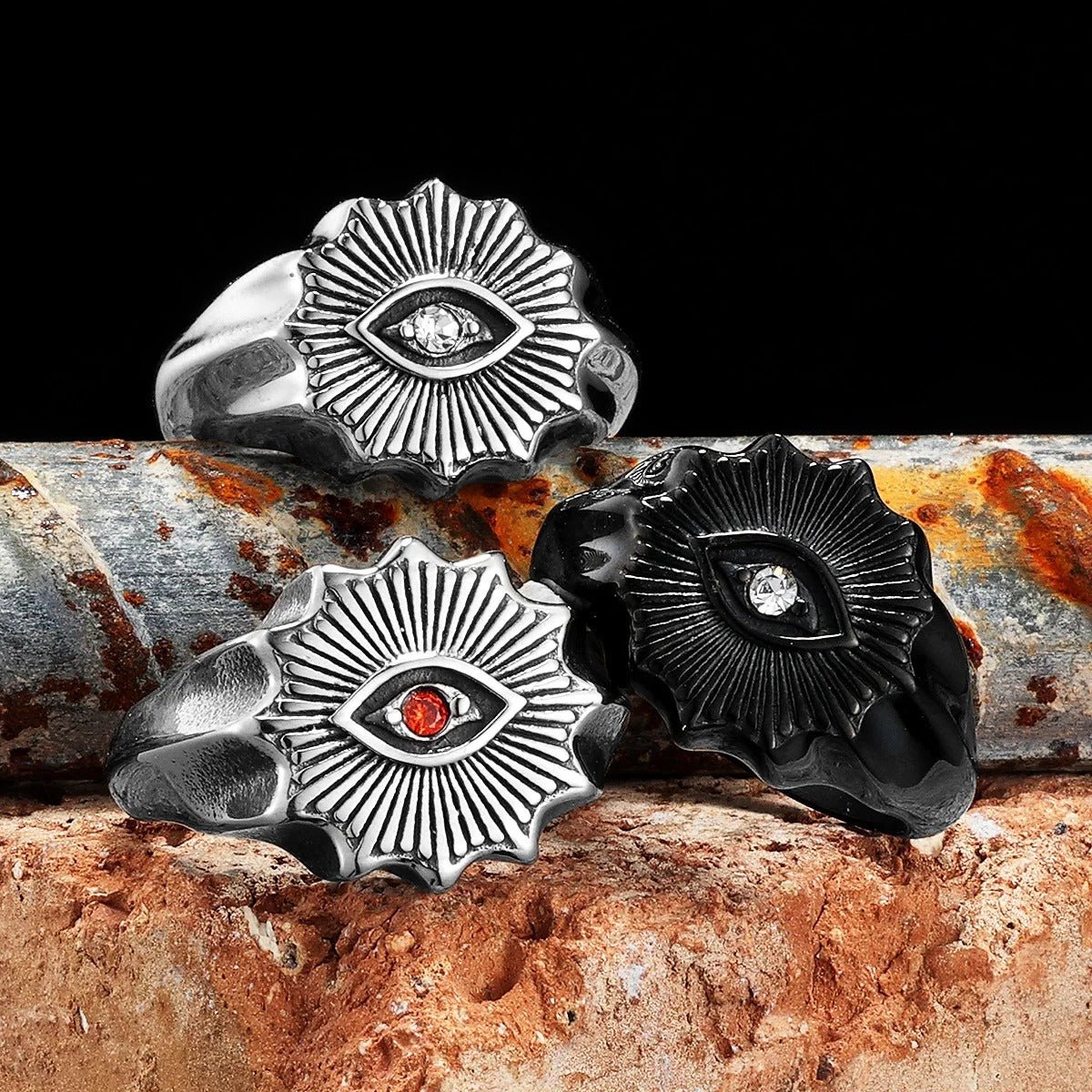 Prismatic Eye Ring – Stainless Steel Gothic Punk Biker Alternative Jewelry by Chrome Cult