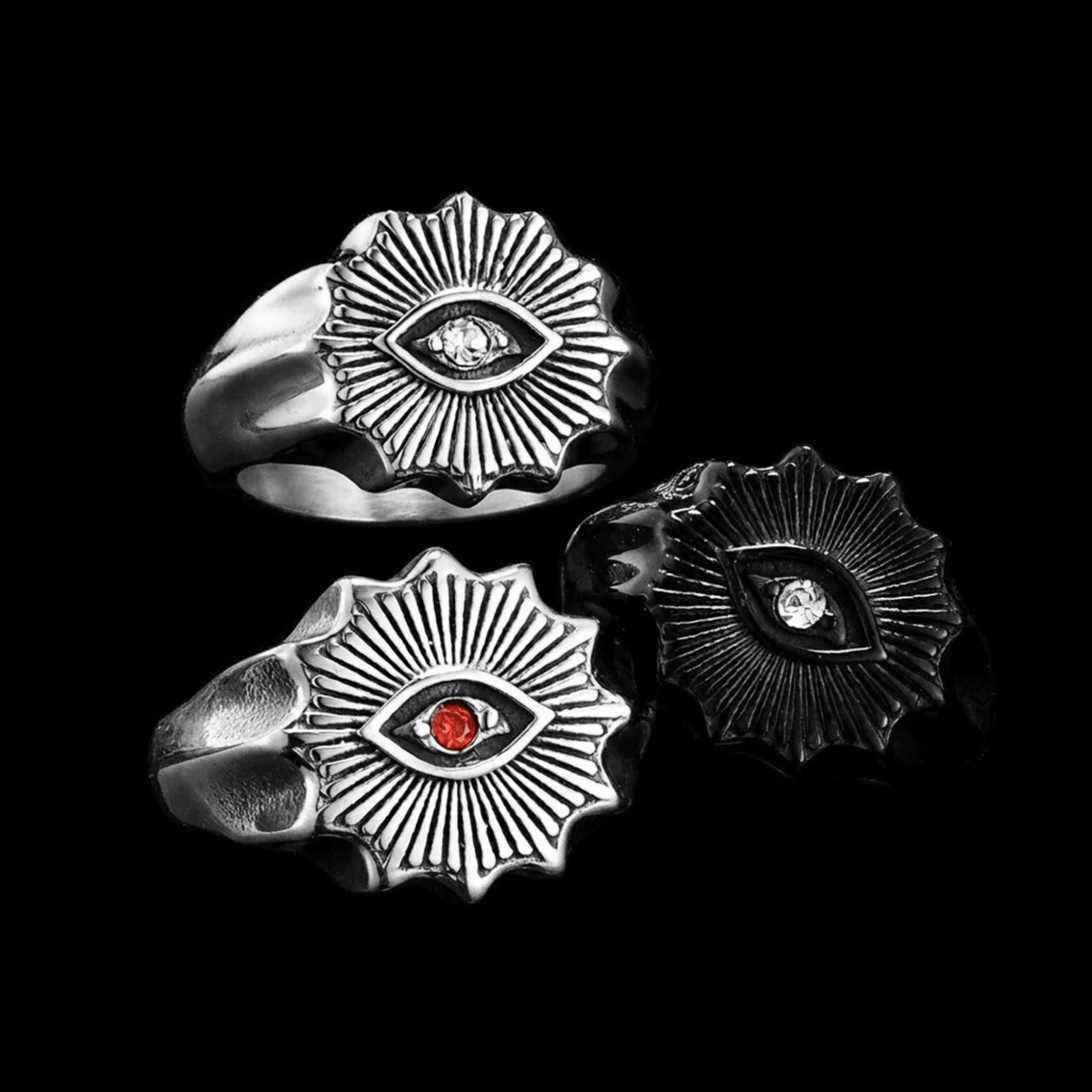 Prismatic Eye Ring – Stainless Steel Gothic Punk Biker Alternative Jewelry by Chrome Cult