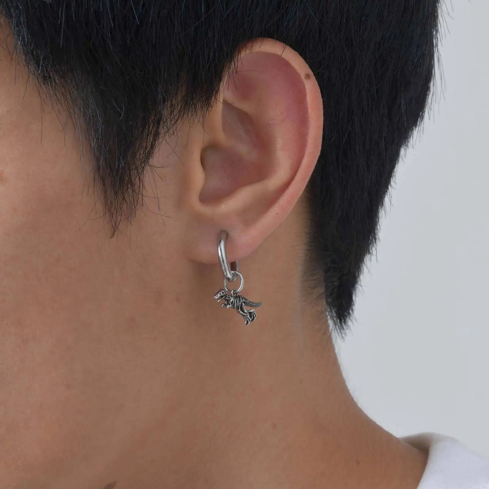 Raptor Fossil Drop Earrings – 316L Stainless Steel Gothic Jewelry by Chrome Cult