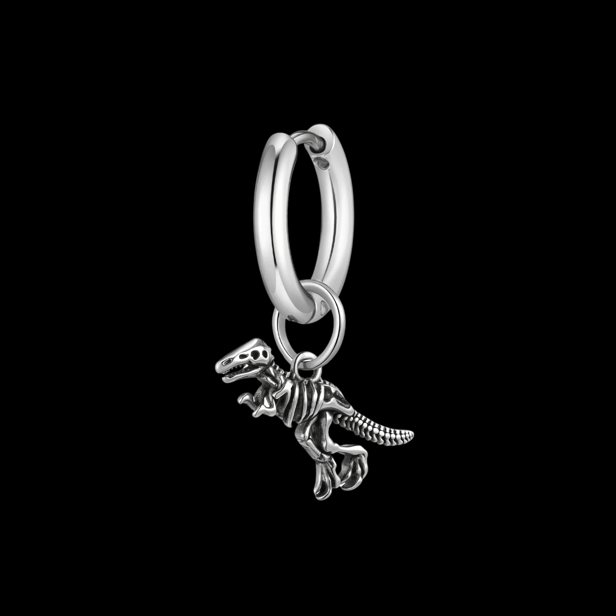 Raptor Fossil Drop Earrings – 316L Stainless Steel Gothic Jewelry by Chrome Cult