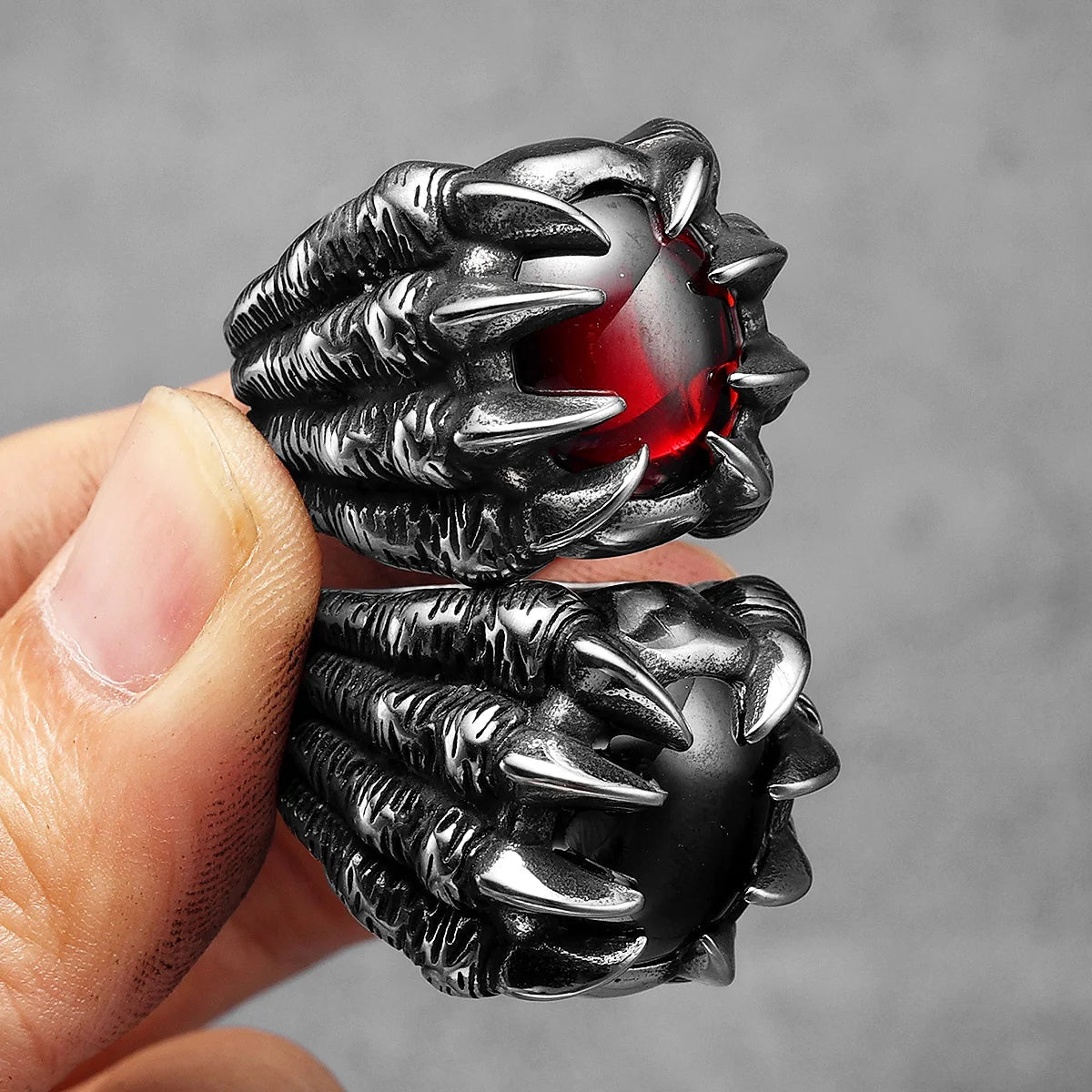 Ritual Dragon Claw Ring – 316L Stainless Steel Gothic Jewelry by Chrome Cult